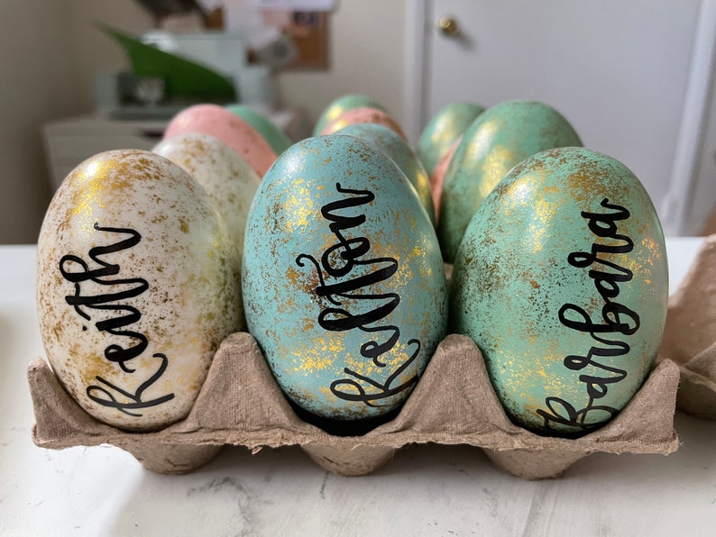 Easter Egg Personalized Easter Egg Easter Place Card Spring Decor Easter Basket Easter Basket Name Calligraphy Easter Egg image 1