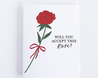 Will You Accept This Rose? Valentine's Day Card | Romantic Valentine's Day Card | Floral Valentine's Day Greeting Card