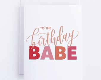 Birthday Babe Card, Peach Pink Card for Her