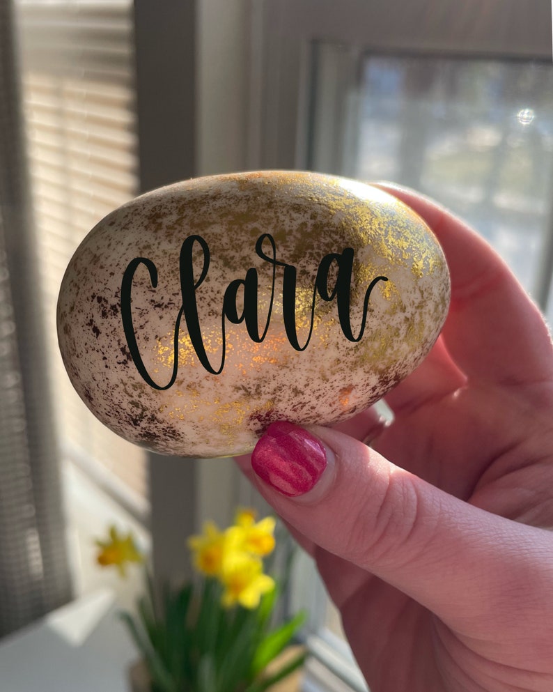 Easter Egg Personalized Easter Egg Easter Place Card Spring Decor Easter Basket Easter Basket Name Calligraphy Easter Egg image 2