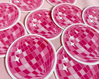 Pink Disco Ball Sticker | Cute, Girly, Fun Sticker | Pink Sticker for Water Bottle, Laptop | Cute Pink Sticker