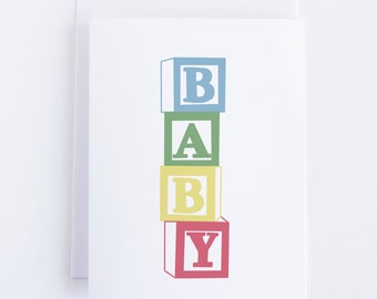 Alphabet Blocks Baby Shower Card | Gender Neutral
