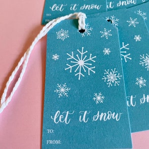 Let it Snow Blue Holiday Gift Tags | Snowflake Gift Tags | Christmas Gift Tag Set of 8 | Blue and White Christmas Gift Tags