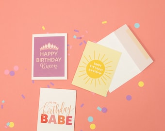 Happy Birthday Sunshine Card | Yellow Sun Drawing (A2 Card)