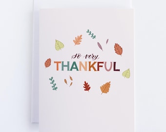 So Very Thankful Thanksgiving Greeting Card | Pretty Thanksgiving Card | Simple Thanksgiving Greeting Card