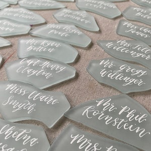 Sea Glass Place Cards Sea Glass Escort Cards Calligraphy Place Cards Beach Wedding Summer Wedding Coastal Wedding Place Cards image 3