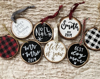 Personalized Ornament - Wood Slice Ornament - Custom Ornament - Custom Name Ornaments - Personalized Christmas Ornament - Rustic Ornaments