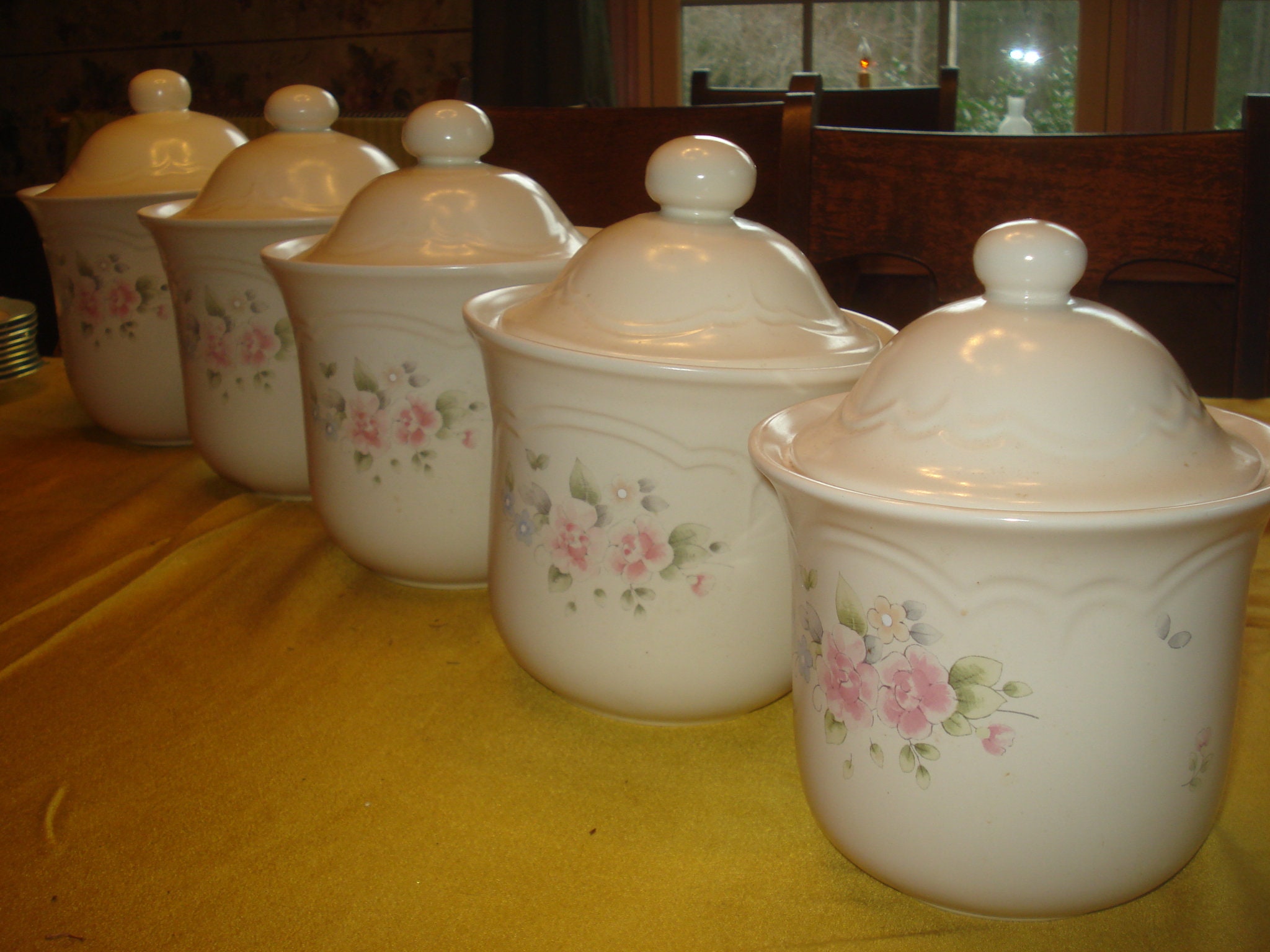 Pfaltzgraff Tea Rose Canister Set 5 Piece Etsy