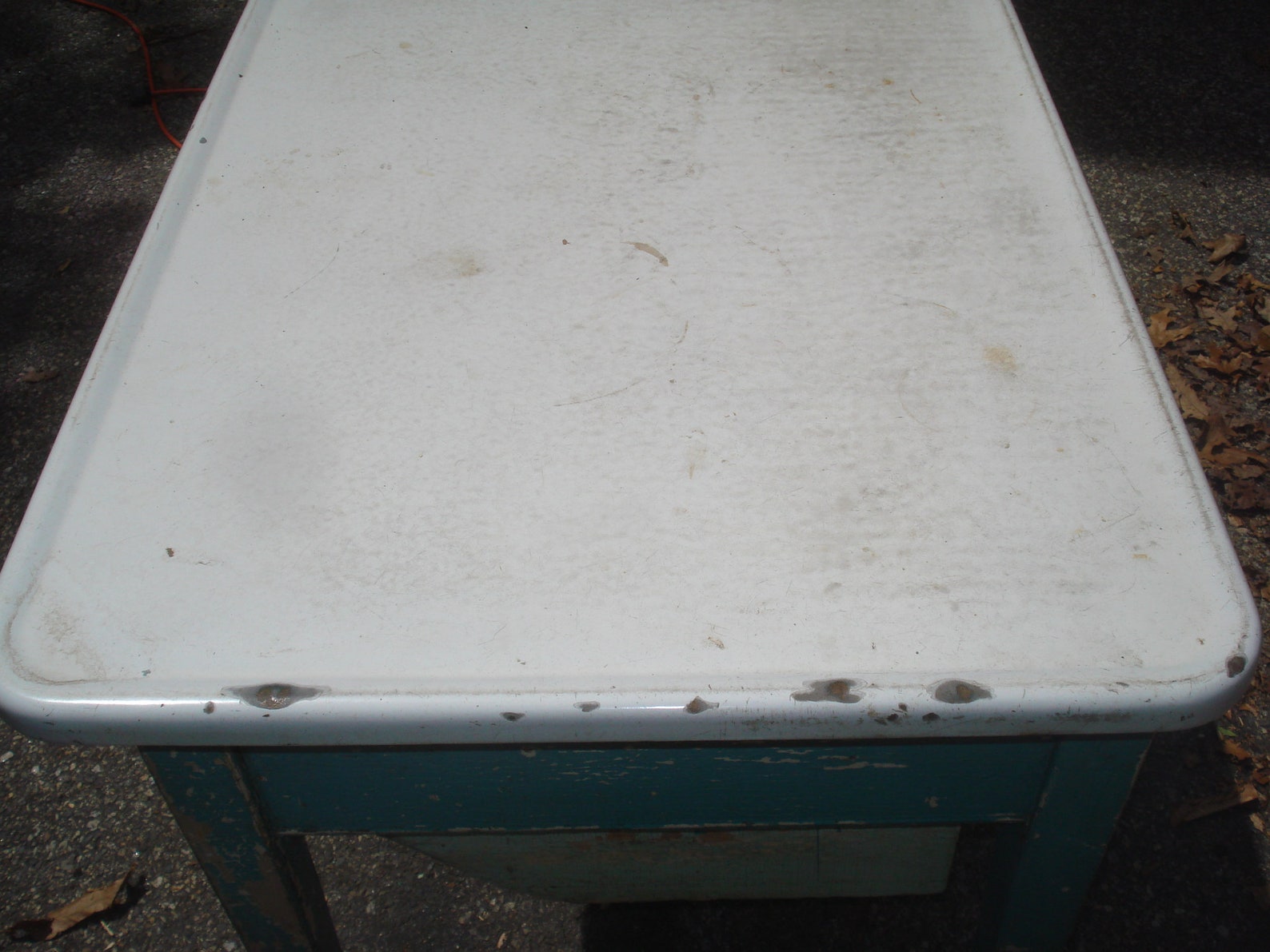 Antique Possum belly bakers table enamel top tin drawers Etsy