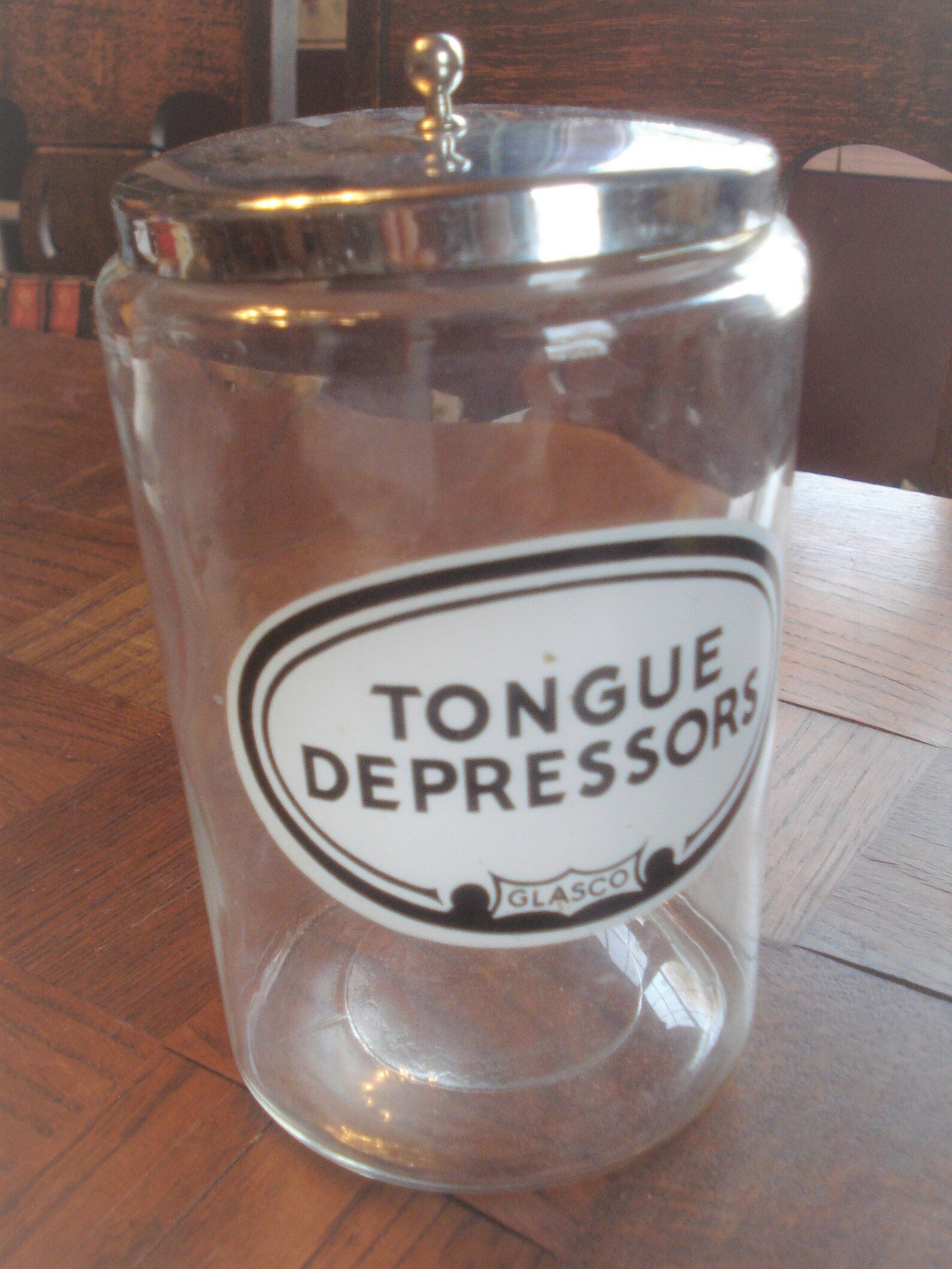 Antique Glass Apothecary Jar Medical Tongue Depressors With Etsy