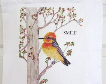 Red Bird Soulful Smile Large Tote Bag