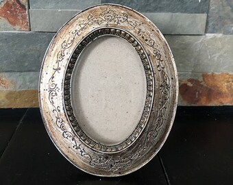 Vintage Silver and Bronze Picture Frame//Detailed Photo Frame// Antique Frame// Old picture Frame// Silver Photo Frame