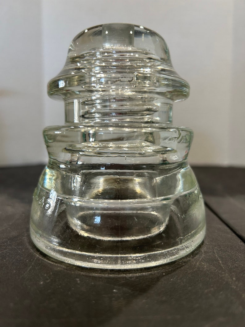 Vintage Clear Glass Hemingray 45 Glass Insulator W/ 1/2 Hole for DIY