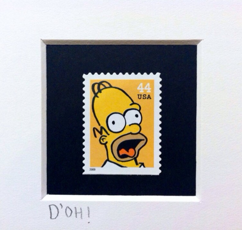 Homer Simpson D'oh Custom Framed Postage Stamp Art Etsy
