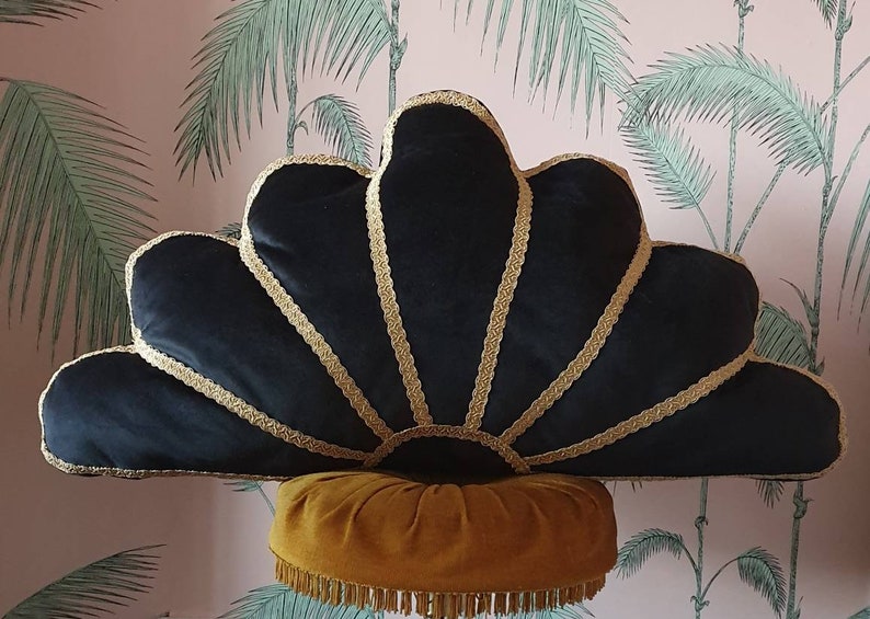 Noir Art Deco Fan Cushion / Decorative Pillow