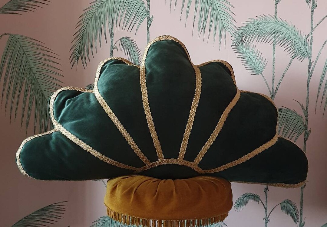 Bottle Green Art Deco Fan Cushion / Decorative Pillow Etsy