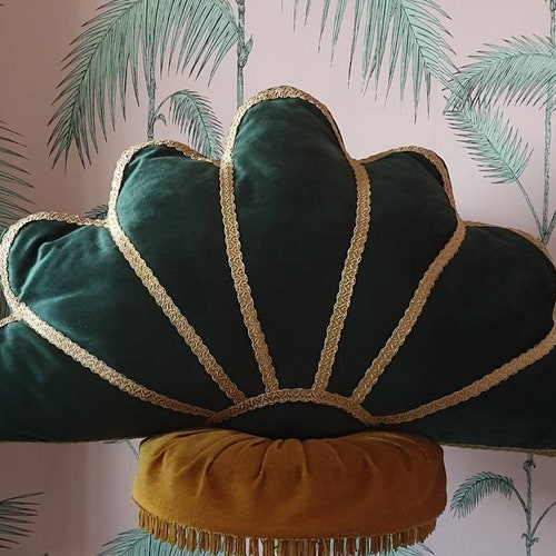 Bottle Green Art Deco Fan Cushion / Decorative Pillow Etsy