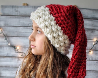 Chunky Knit Santa Hat/ Adult Santa Hat/ Child Santa Hat