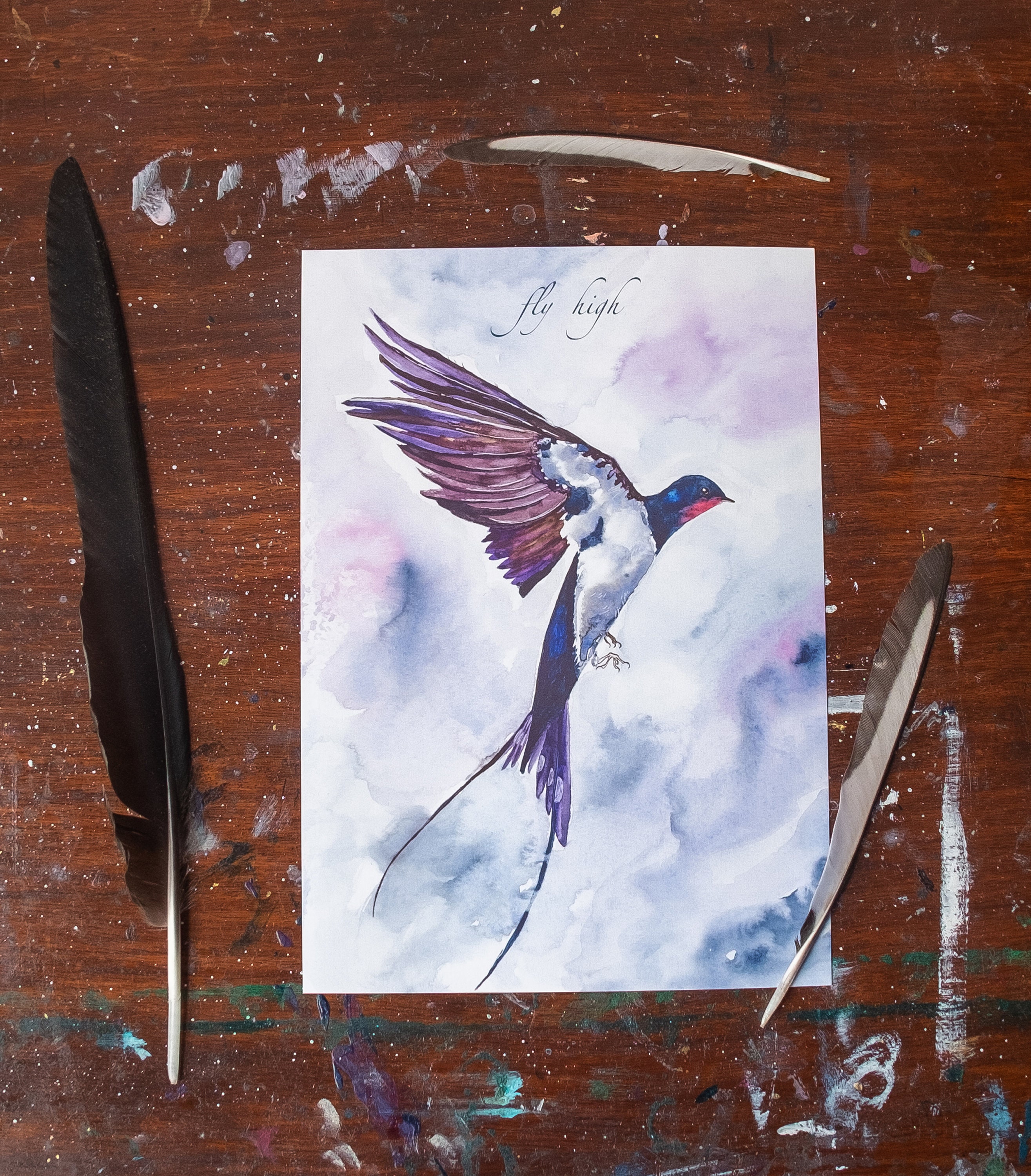 Vogel afdrukken. Aquarel zwaluw vliegen. Vlieg hoog. Archiefafdruk van  aquarelverf. Slikken in een storm. - Etsy België, image size:2630x3000