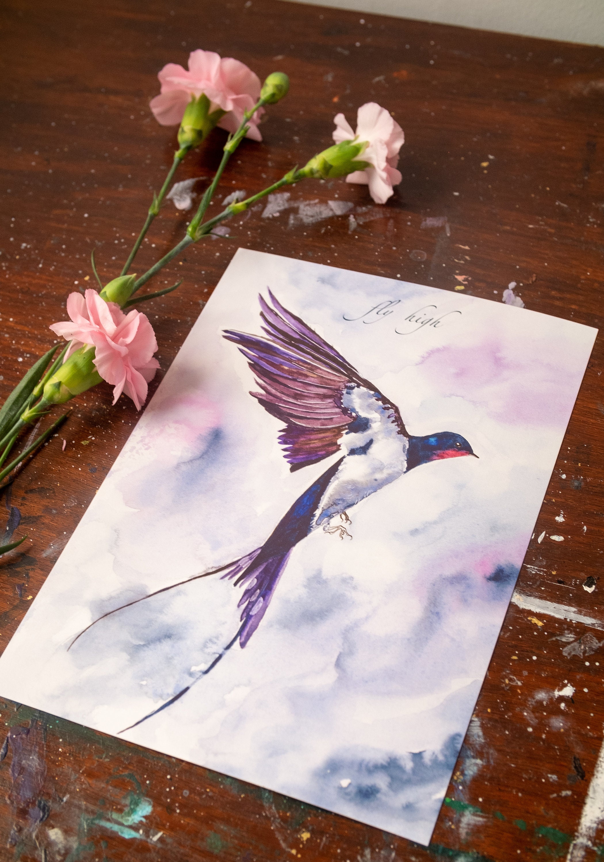 Vogel afdrukken. Aquarel zwaluw vliegen. Vlieg hoog. Archiefafdruk van  aquarelverf. Slikken in een storm. - Etsy België, image size:2100x3000