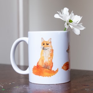 Fox mug. Three foxes. Funny mug. Ceramic mug with original illustration. 11oz.