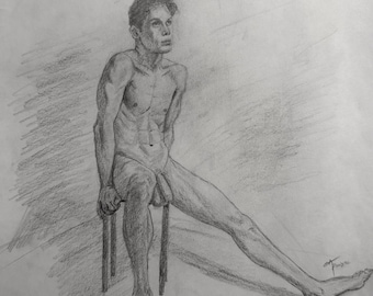 Original Graphite Drawing: Figure drawing. 9x12 “Dan”