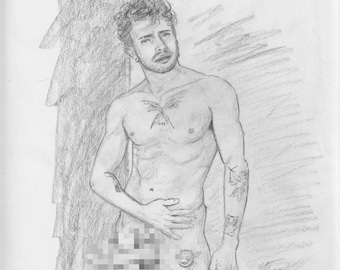 Original Graphite Drawing: Figure drawing. 9x12