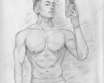 Original Graphite Drawing: Figure drawing. 9x12 “Dan”