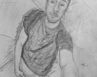 Original Graphite Drawing: Figure drawing. 9x12