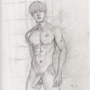Original Graphite Drawing: Figure drawing. 9x12 “Wonsik”