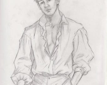Original Graphite Drawing: Figure drawing. 9x12