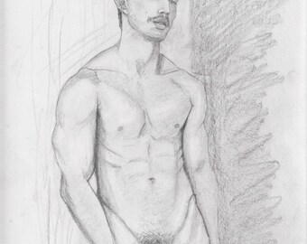 Original Graphite Drawing: Figure drawing. 9x12 “Travis”