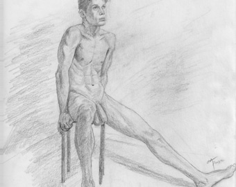 Original Graphite Drawing: Figure drawing. 9x12 “Dan”