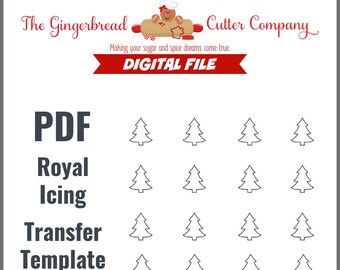 Christmas Tree Royal Icing Transfer Template, Tree Pattern, Cookie Decoration