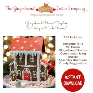 Gingerbread House Template 2 Story House with Side Rooms