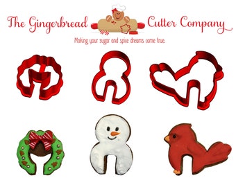 Christmas Wreath Snowman Cardinal Mug Hugger Cookie Cutters, Holiday Mug Cookies, Rim Sitters, Bird Rim Sitter, Wreath, Christmas Huggers