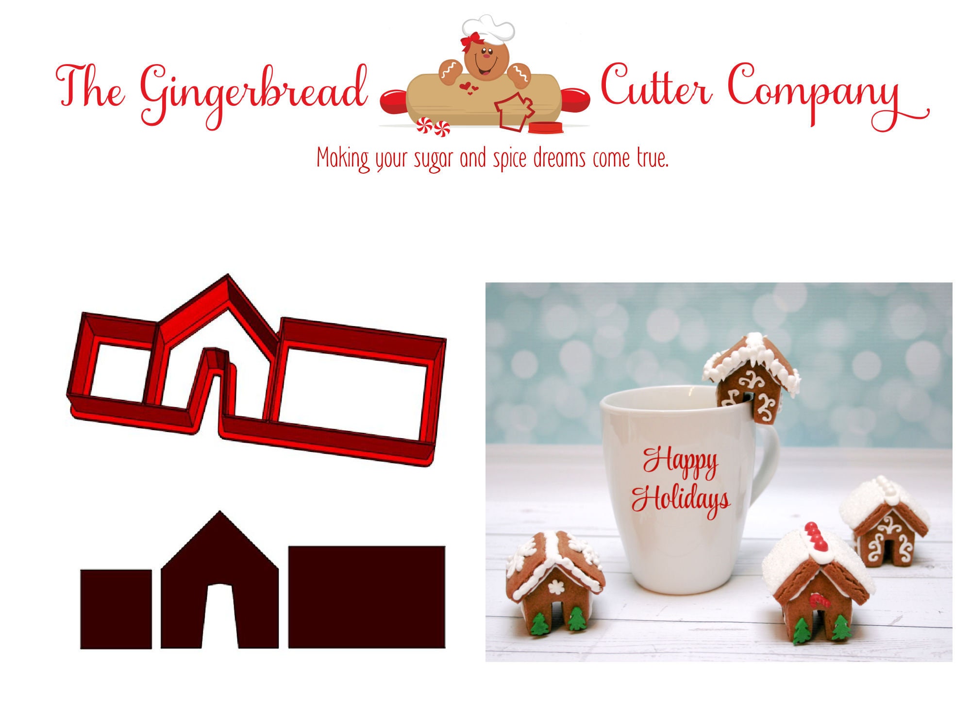 Micro Gingerbread House Mug Topper Cutter Set 3pcs - Bread Stamps