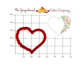 Floral Heart - Side Cookie Cutter