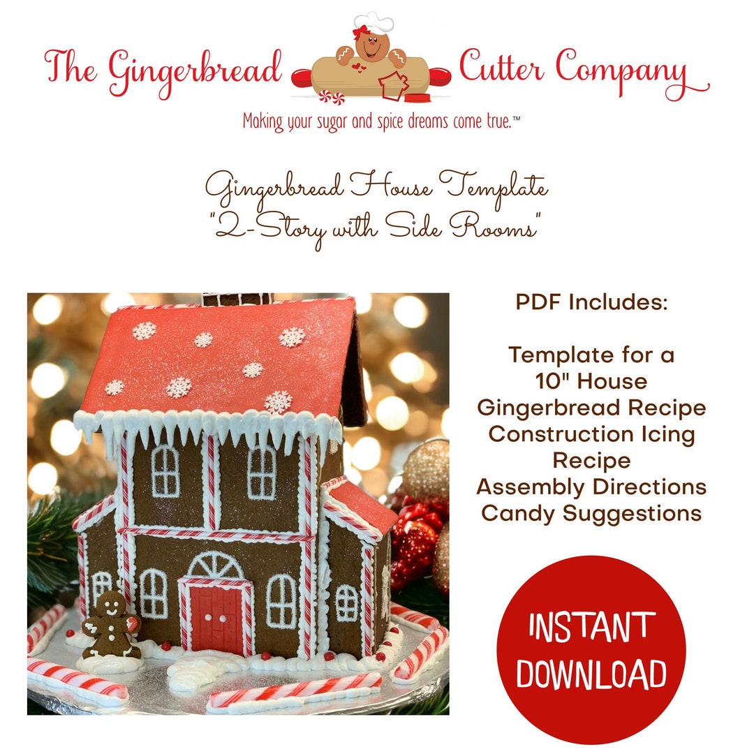 Gingerbread House Template 2 Story House With Side Rooms Etsy Gingerbread House Template 2 Story House With Side Rooms Etsy