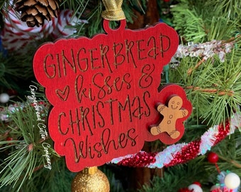 Gingerbread Kisses and Christmas Wishes Ornament