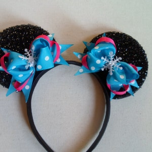 MINNIE MOUS oreilles - Frozen oreilles - princesse Anna Frozen Disney scintillant des oreilles avec des flocons de neige ; Minnie inspiré Frozen oreilles scintillantes