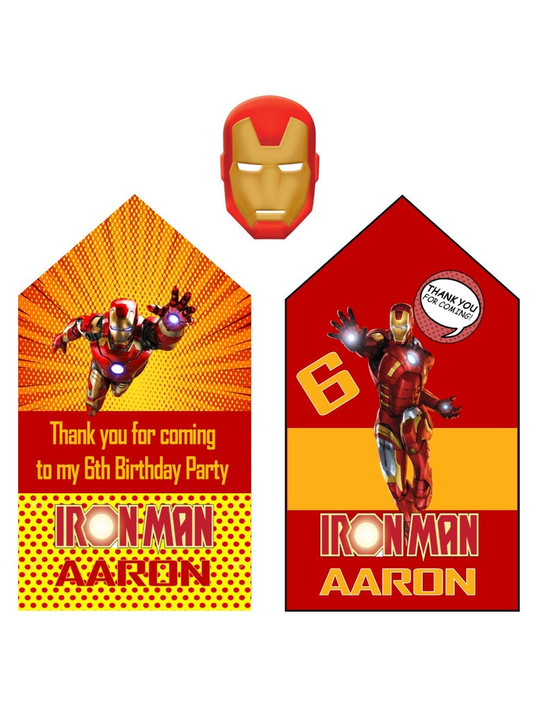 Ironman Tags Avengers Ironman Birthday Tags Treat Tags Birthday Treat Tags Super Hero Birthday Tags Ironman Party Personalized image 1