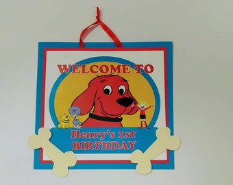 Clifford the Big Red Dog Birthday Sign - Clifford Birthday Party - Big Red Dog  Party Décor - Photo Props