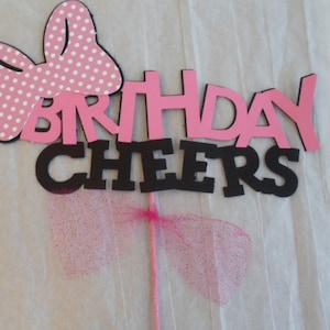 Minnie Mouse (4pc) Centerpiece Sticks/Picks ; Minnie - Mickey Mouse Party Decor; Disney Birthday Table Decor; Birthday Cheers Centerpiece