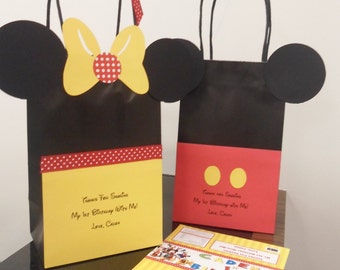 Torebki na prezenty urodzinowe z motywem Myszki Minnie i Miki (zestaw 12 sztuk)