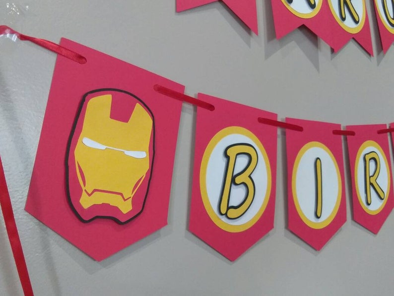 Iron Man Birthday Banner, Superheroes Birthday-Ironman Party, Marvel, Avengers, Hero Party, Personalized Banner, Made to Order Banner image 1