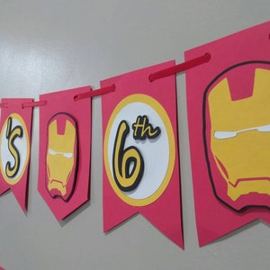 Iron Man Birthday Banner, Superheroes Birthday-Ironman Party, Marvel, Avengers, Hero Party, Personalized Banner, Made to Order Banner image 3