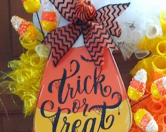 Candy Corn Halloween Wreath - Trick or Treat Wreath