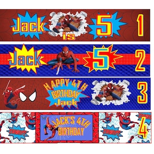 Spiderman Water Bottle Labels; Spiderman Party - Super Hero Water Label; Printed Water Label; Personalized Water Bottle Label