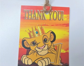 Simba Thank You Favor Tags; PRINTED Lion King Tags; Lion King Personalized Tags